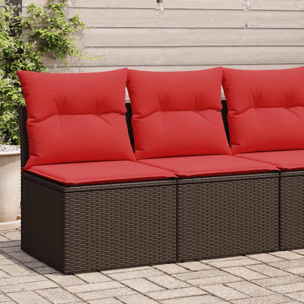 2 Piece Patio Sofa Set with Cushions Brown Poly Rattan Acacia