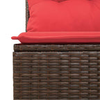 2 Piece Patio Sofa Set with Cushions Brown Poly Rattan Acacia