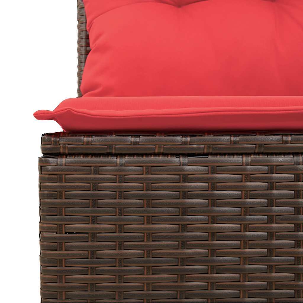 2 Piece Patio Sofa Set with Cushions Brown Poly Rattan Acacia