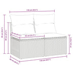 2 Piece Patio Sofa Set with Cushions Brown Poly Rattan Acacia