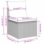 2 Piece Patio Sofa Set with Cushions Brown Poly Rattan Acacia
