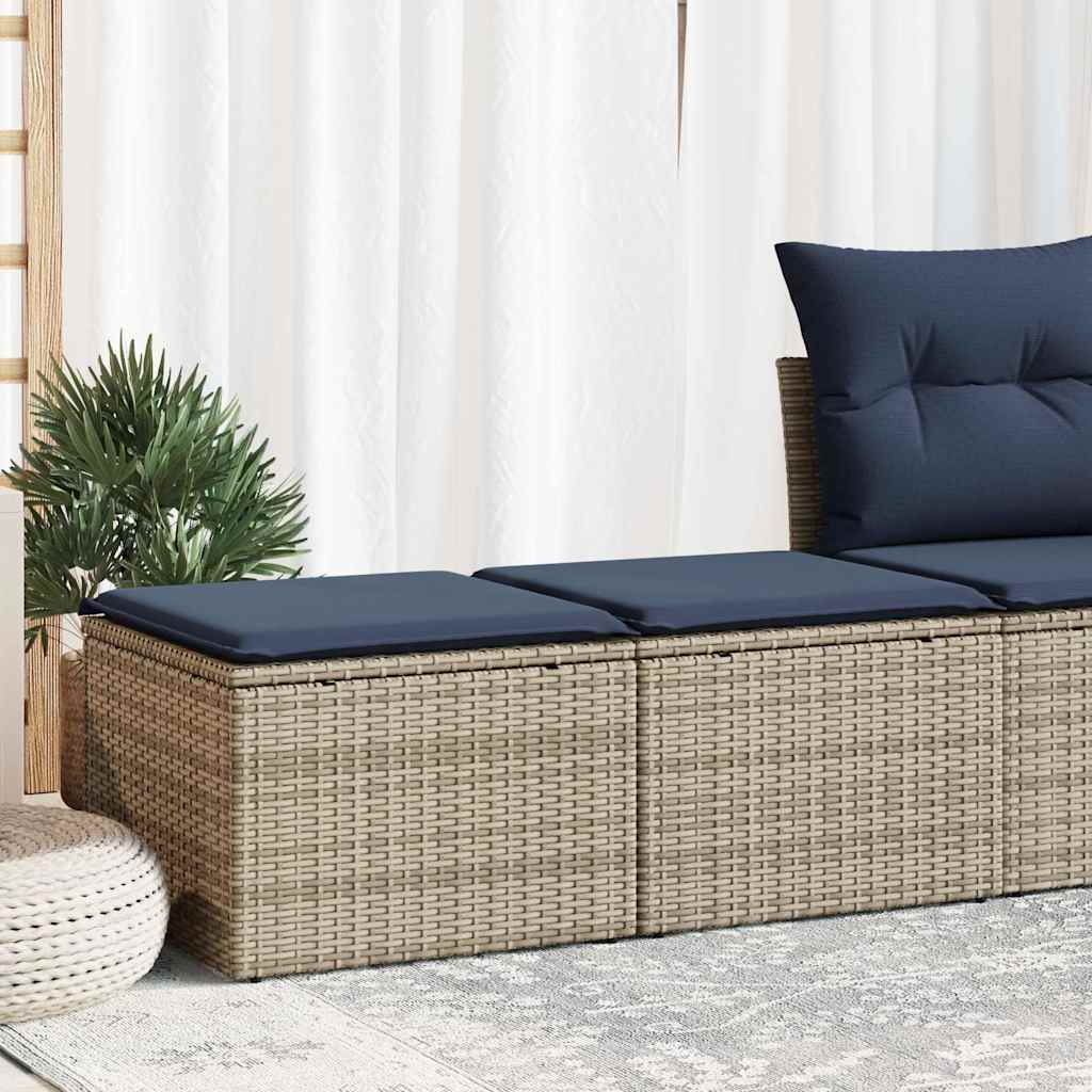 2 Piece Patio Sofa Set with Cushions Gray Poly Rattan Acacia