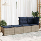 2 Piece Patio Sofa Set with Cushions Gray Poly Rattan Acacia