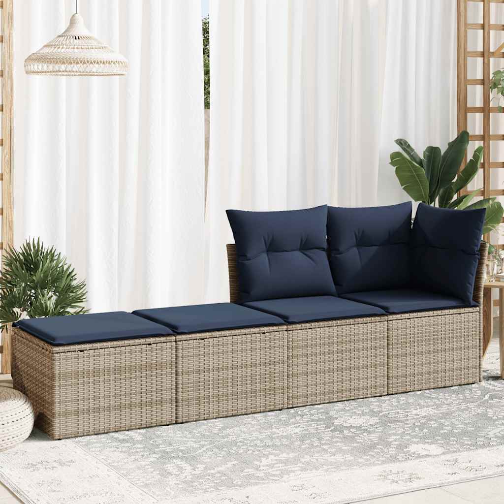 2 Piece Patio Sofa Set with Cushions Gray Poly Rattan Acacia