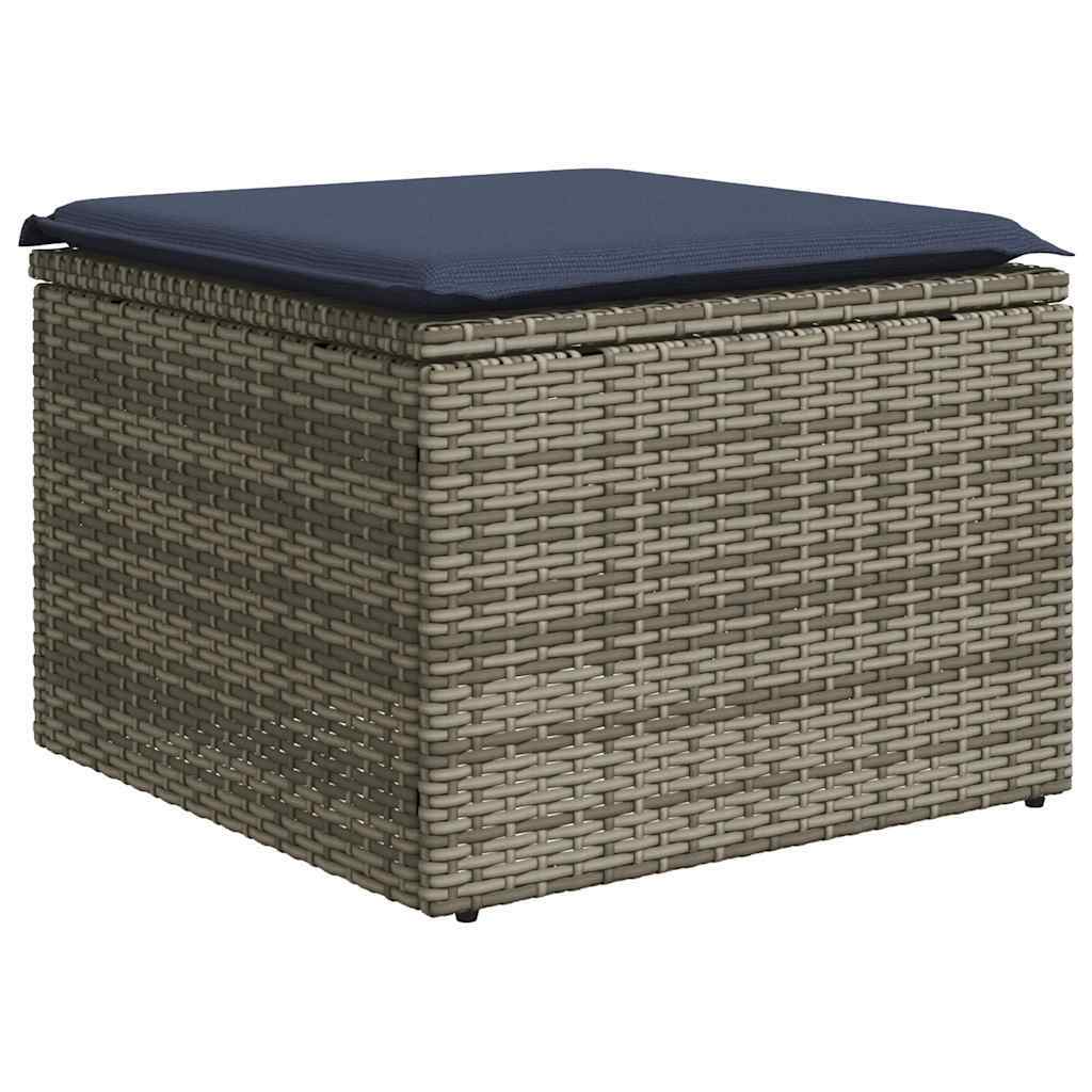 2 Piece Patio Sofa Set with Cushions Gray Poly Rattan Acacia