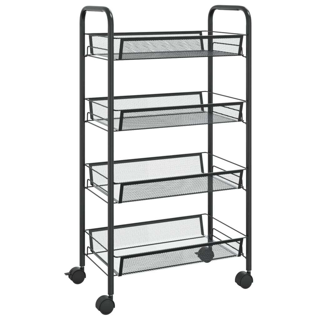 4-Tier Kitchen Trolley Black 18.1"x10.2"x33.5" Iron