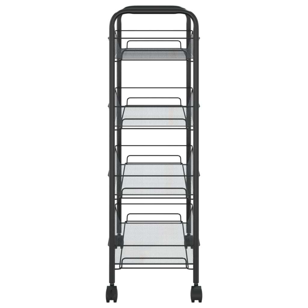 4-Tier Kitchen Trolley Black 18.1"x10.2"x33.5" Iron