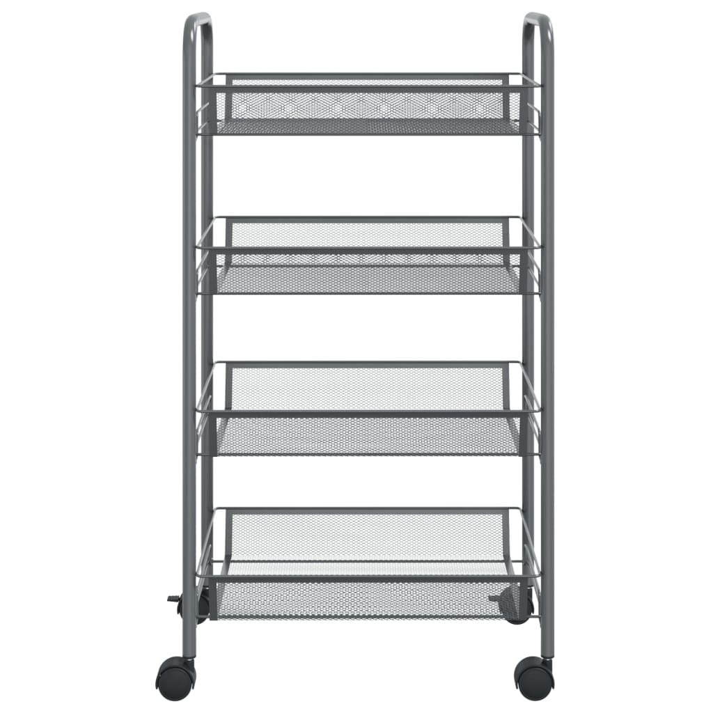4-Tier Kitchen Trolley Gray 18.1"x10.2"x33.5" Iron