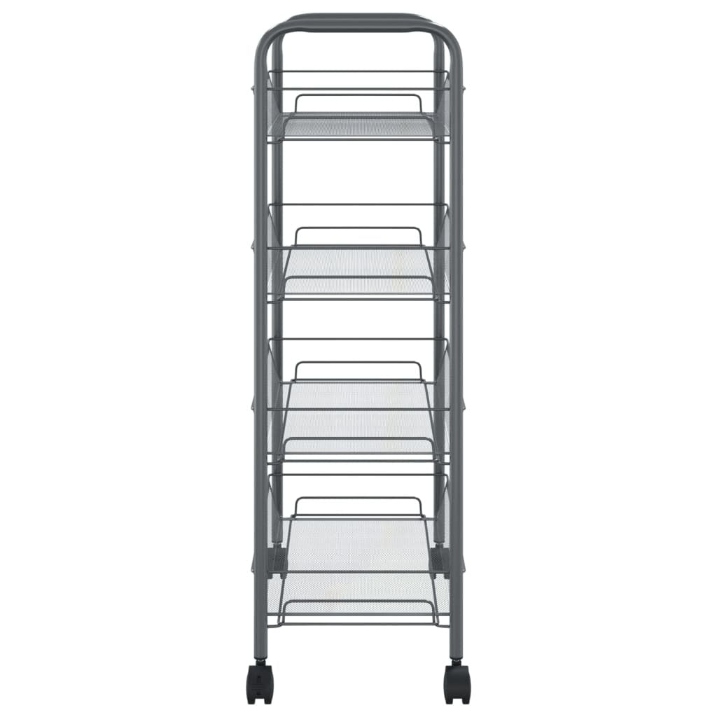 4-Tier Kitchen Trolley Gray 18.1"x10.2"x33.5" Iron