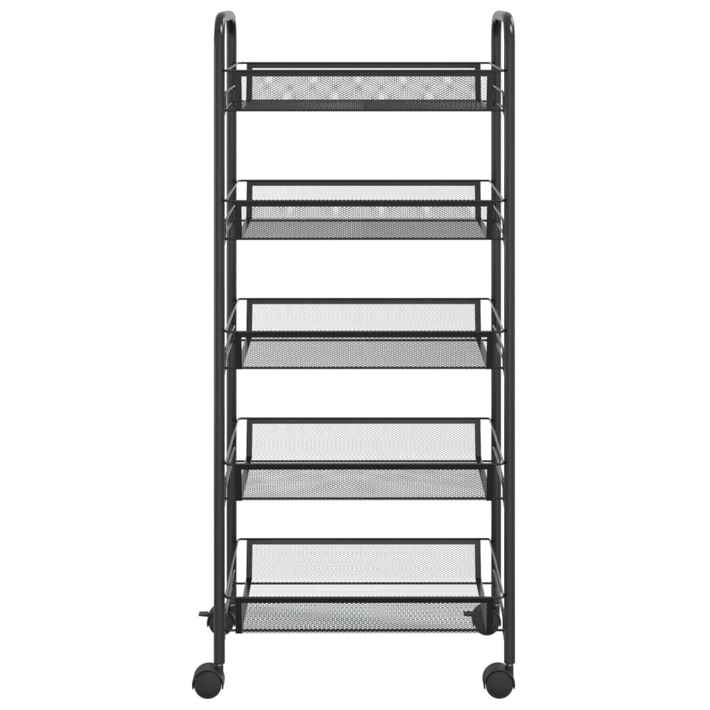 5-Tier Kitchen Trolley Black 18.1"x10.2"x41.3" Iron