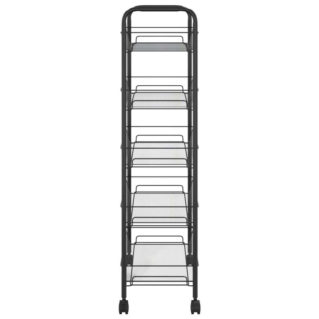 5-Tier Kitchen Trolley Black 18.1"x10.2"x41.3" Iron