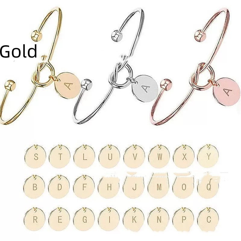 Titanium Steel Bracelet – DIY 26 English Letters with Love Heart Charm