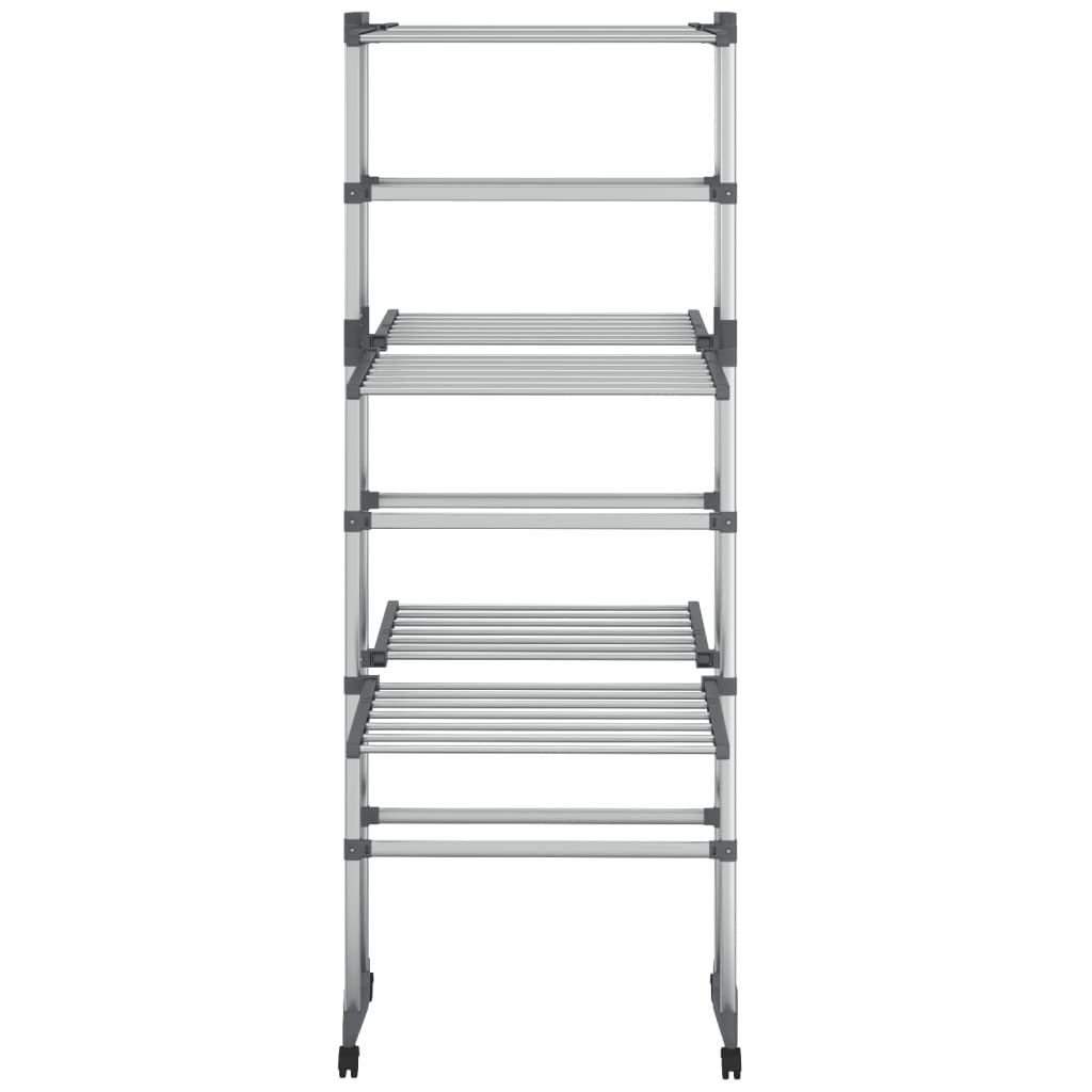 3-Tier Laundry Drying Rack with Wheels Silver 23.6"x27.6"x50.8"