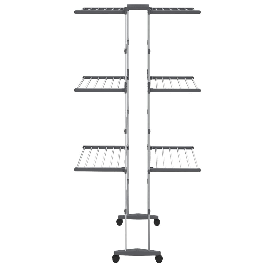 3-Tier Laundry Drying Rack with Wheels Silver 23.6"x27.6"x50.8"