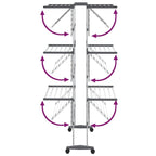 3-Tier Laundry Drying Rack with Wheels Silver 23.6"x27.6"x50.8"