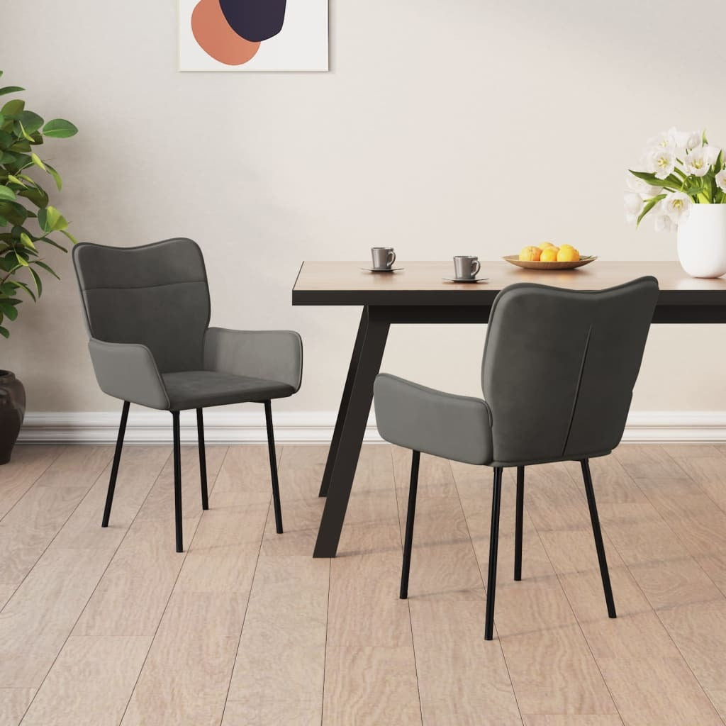 Dining Chair Set of 2 Dark Grey