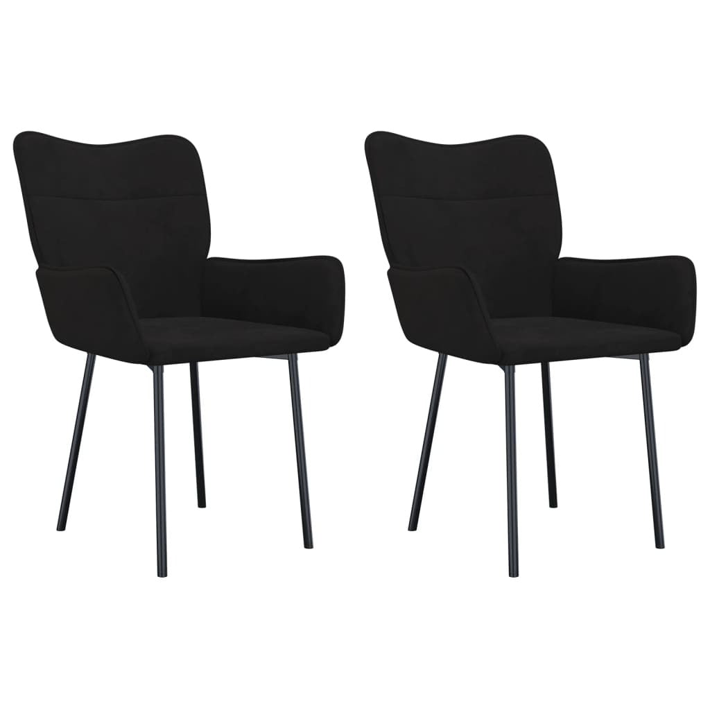 Dining Chair Set of 2 Black Velvet (100% polyester), metal, plywood