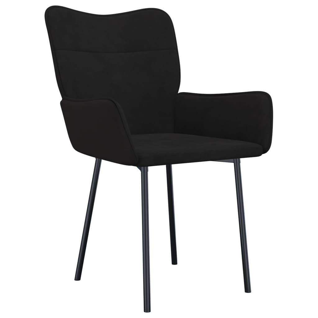 Dining Chair Set of 2 Black Velvet (100% polyester), metal, plywood