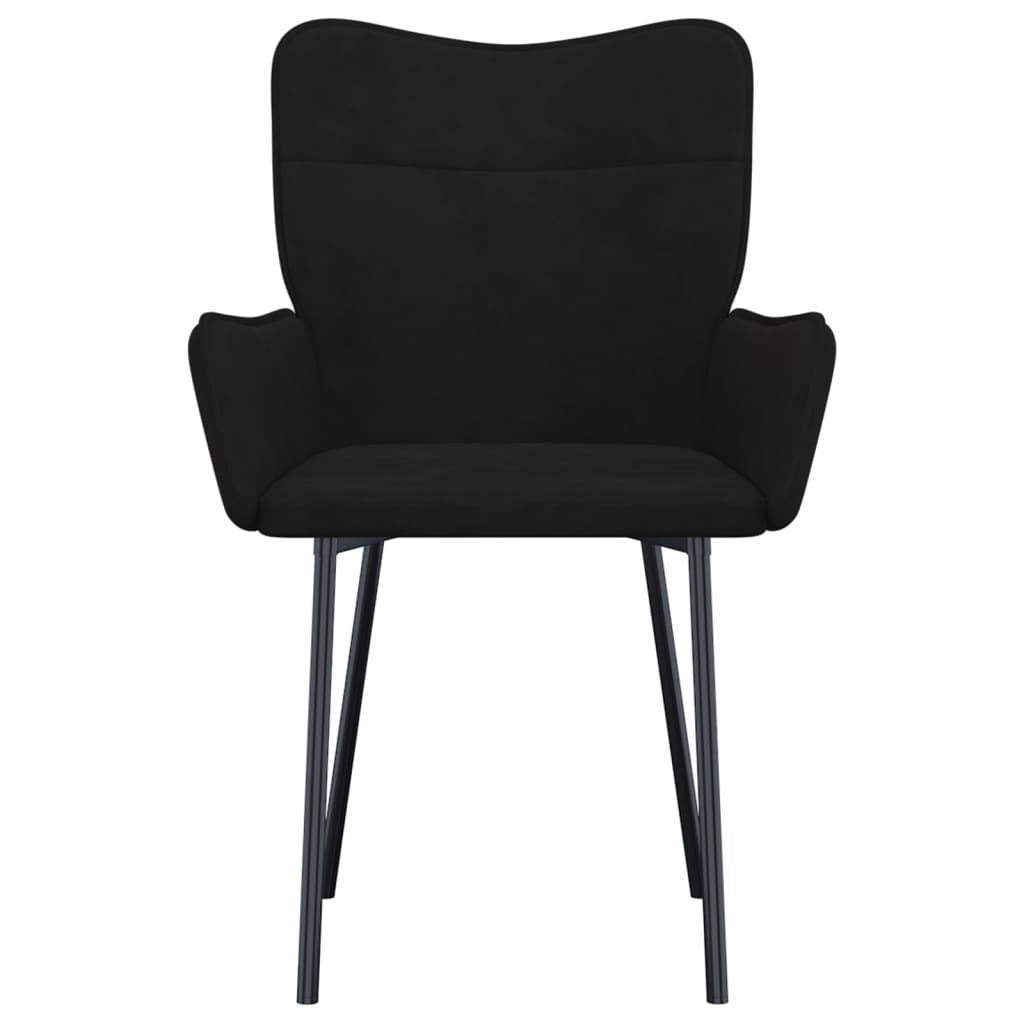 Dining Chair Set of 2 Black Velvet (100% polyester), metal, plywood