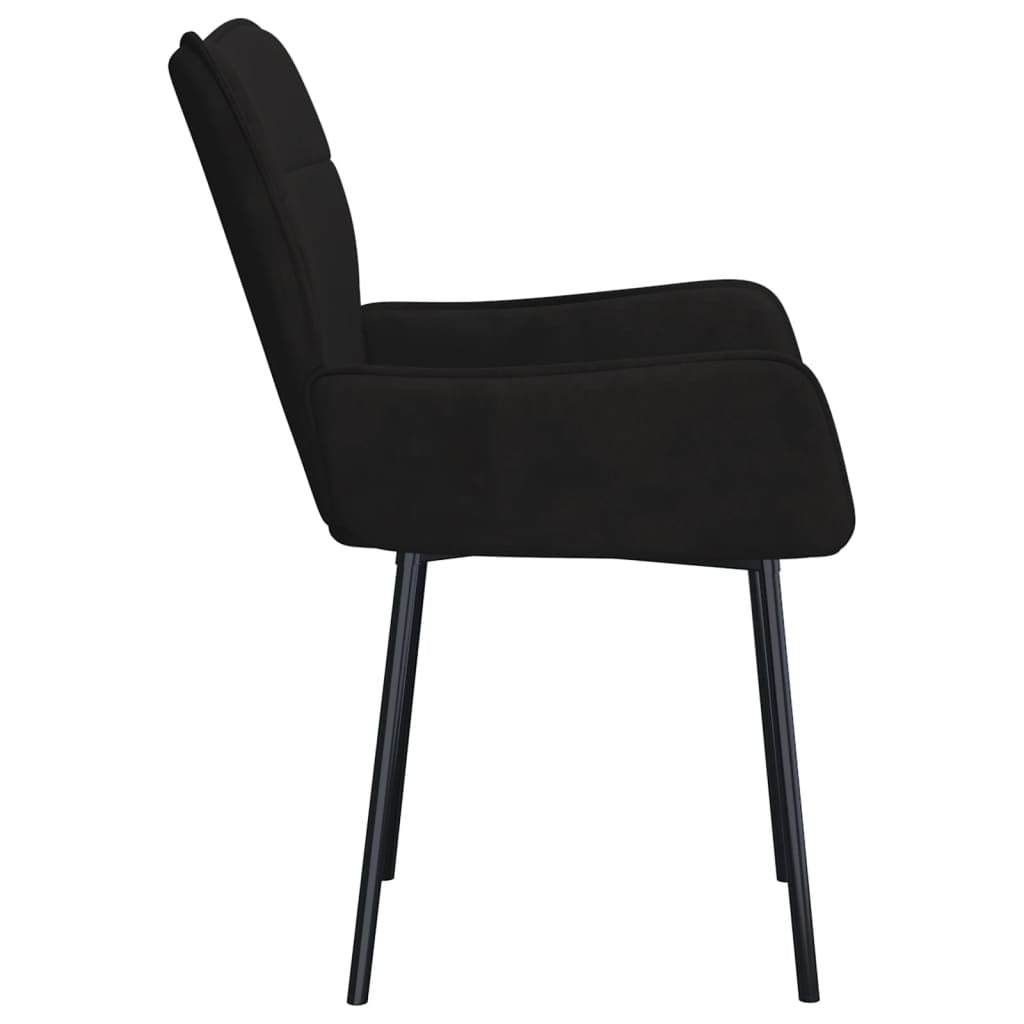 Dining Chair Set of 2 Black Velvet (100% polyester), metal, plywood