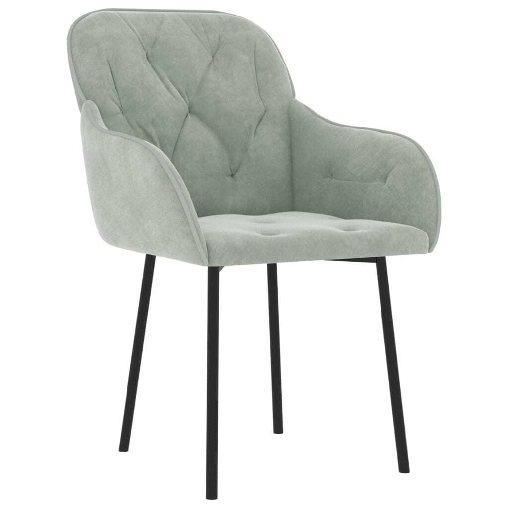 Dining Chair Set of 2 Light Grey Velvet, Metal, Plywood