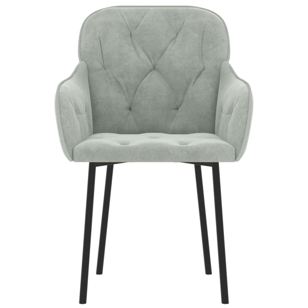 Dining Chair Set of 2 Light Grey Velvet, Metal, Plywood