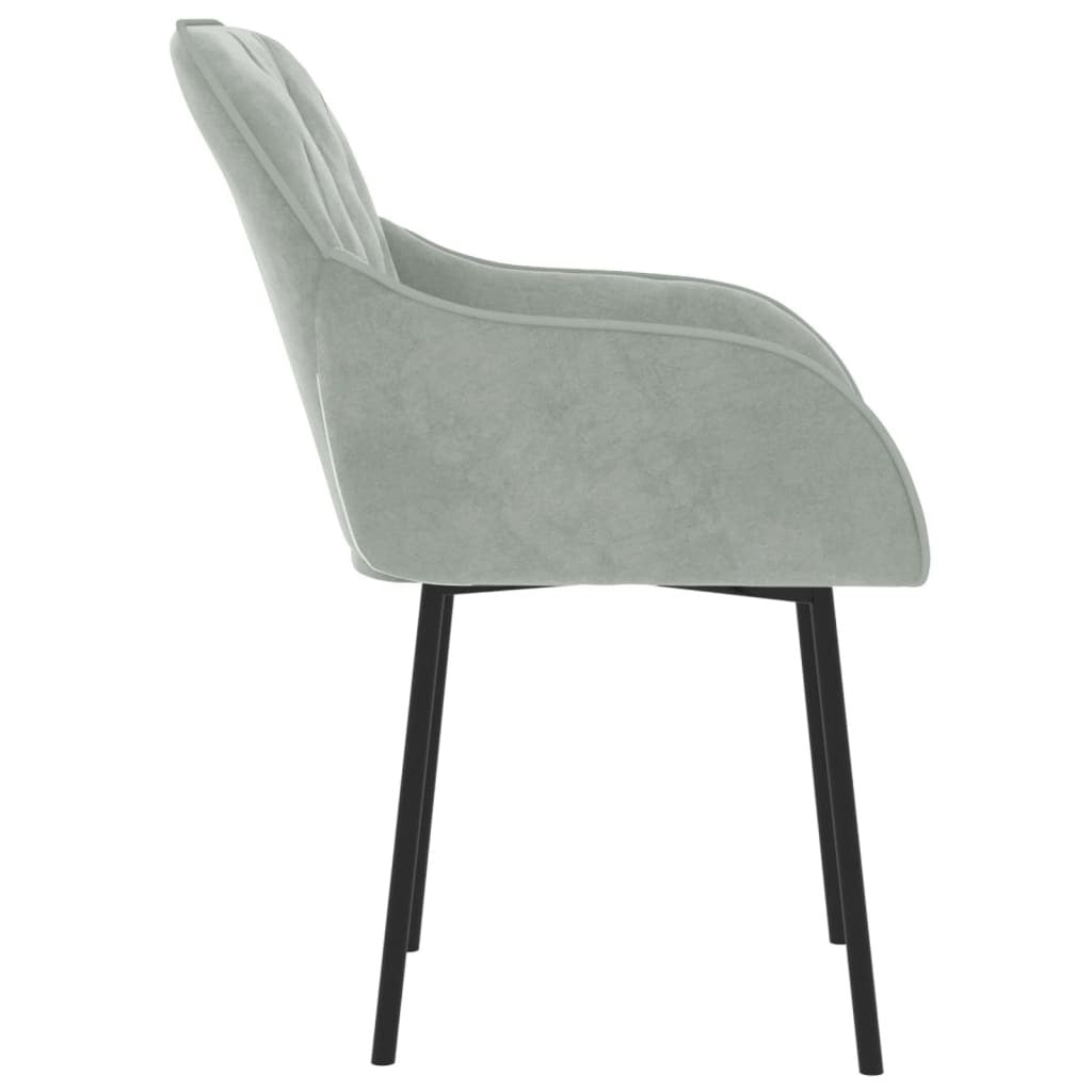 Dining Chair Set of 2 Light Grey Velvet, Metal, Plywood