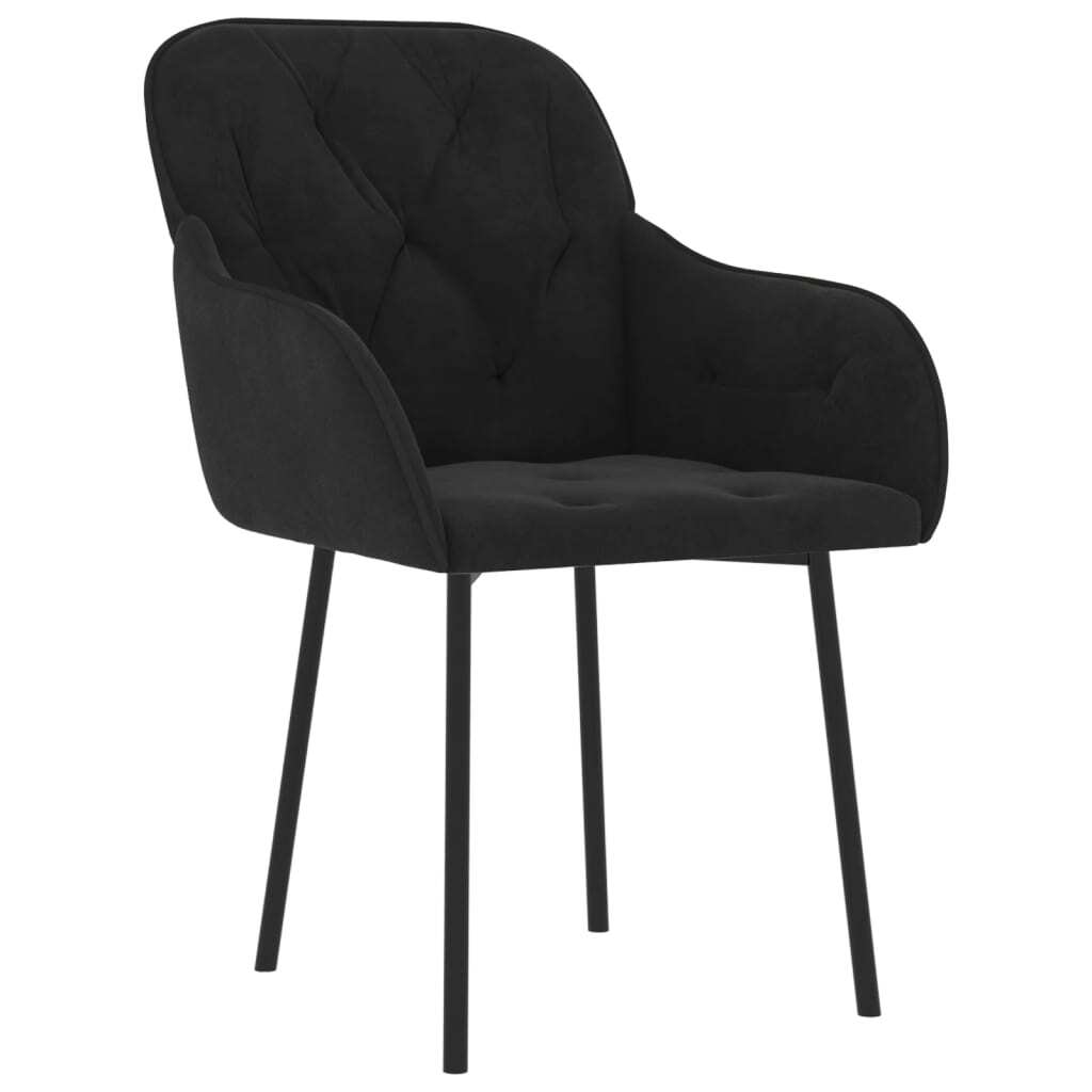 Dining Chair Set of 2 Black Velvet (100% polyester), metal, plywood