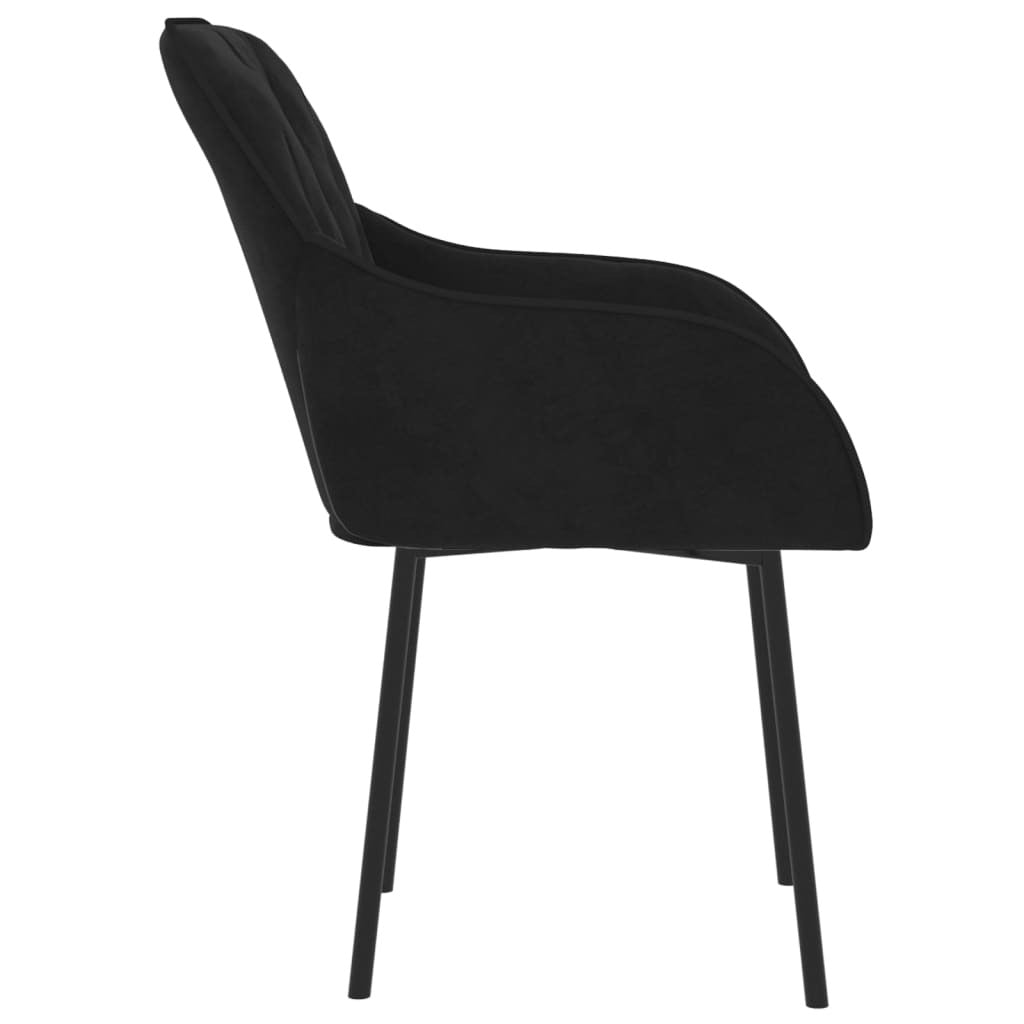 Dining Chair Set of 2 Black Velvet (100% polyester), metal, plywood