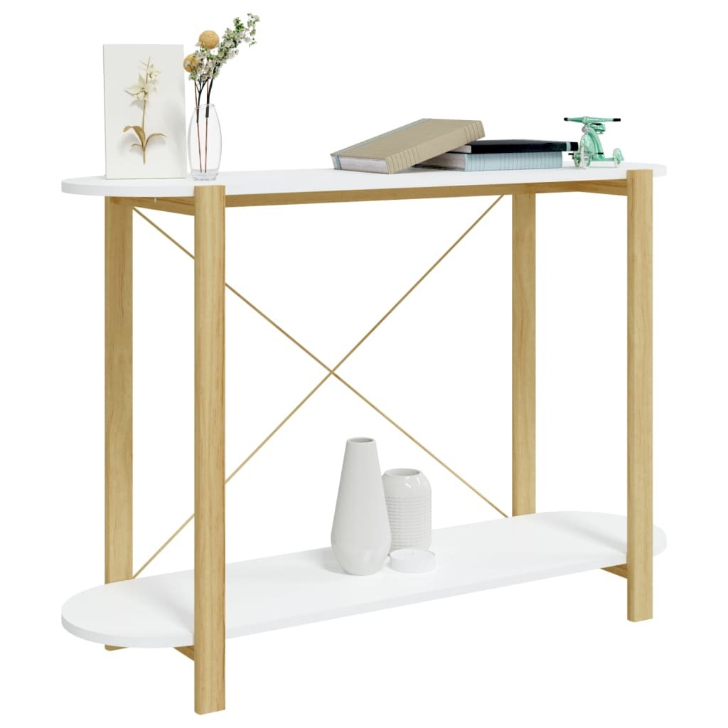 Console Table White Engineered wood, Solid pine wood