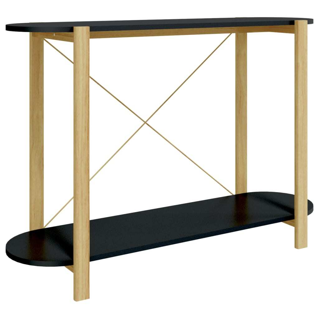Console Table Black Engineered wood, Solid pine wood, Metal Medium