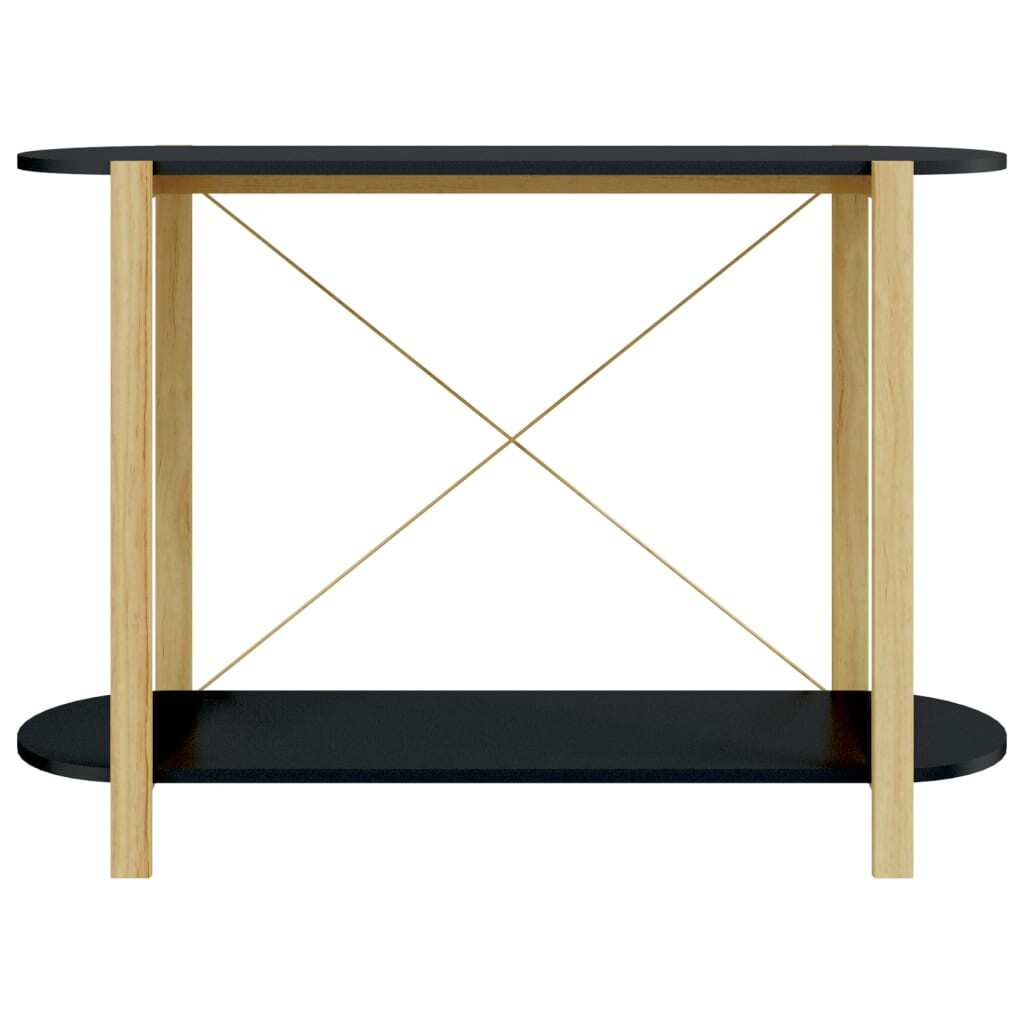 Console Table Black Engineered wood, Solid pine wood, Metal Medium