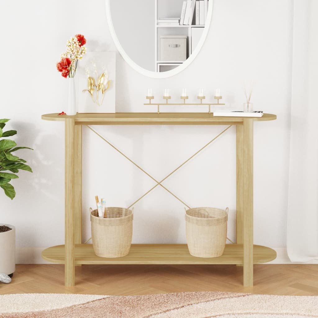 Console Table White Engineered wood, Solid Pine wood, Metal