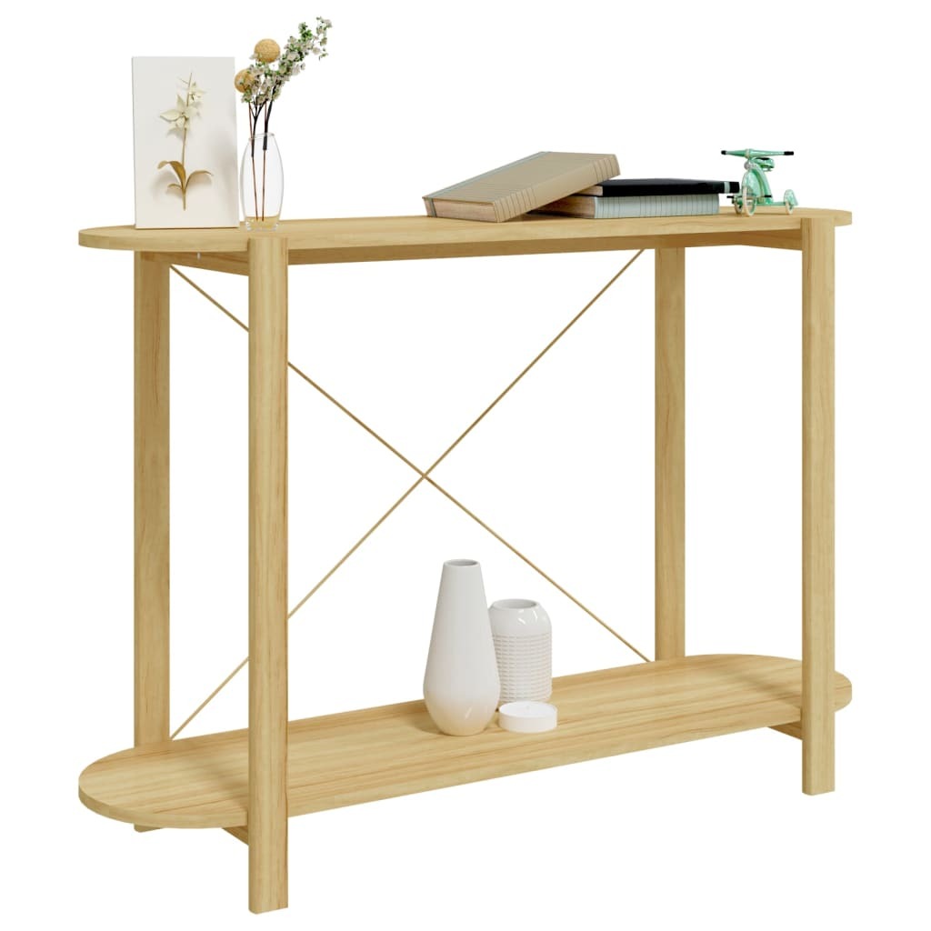 Console Table White Engineered wood, Solid Pine wood, Metal