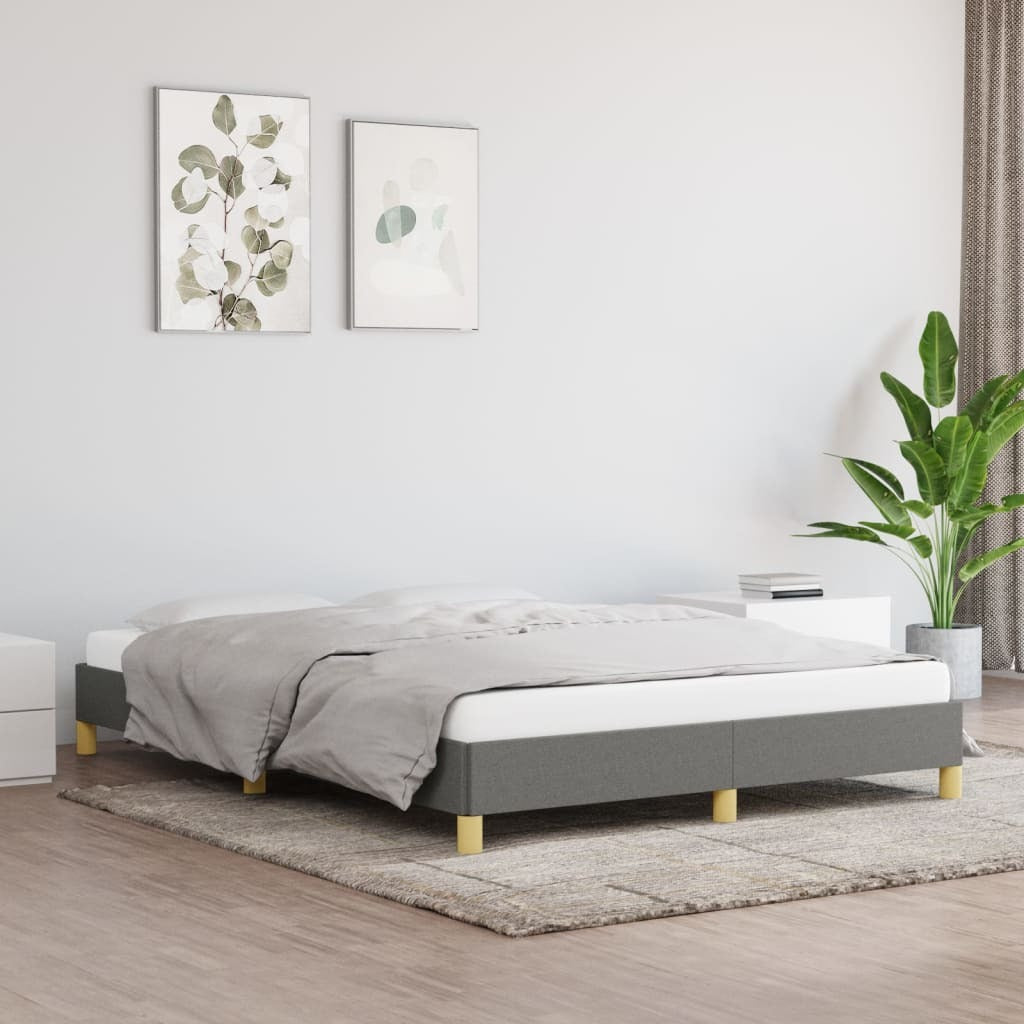 Bed Frame Dark Gray Polyester fabric, Plywood, Engineered wood Full