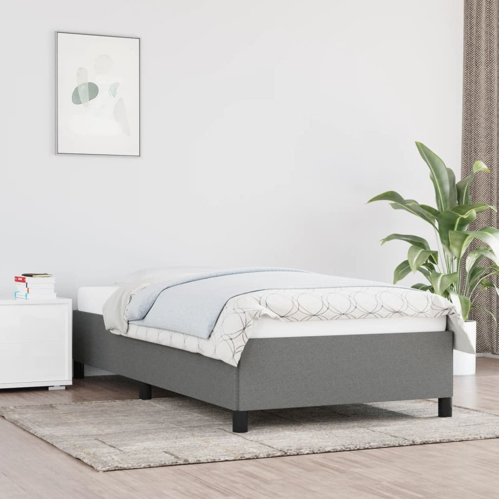 Bed Frame Dark gray Polyester, Plywood, Engineered Wood Twin