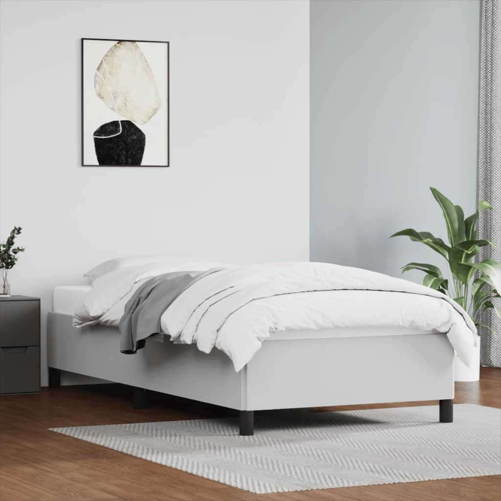 Bed Frame White Faux leather, plywood, engineered wood Twin XL