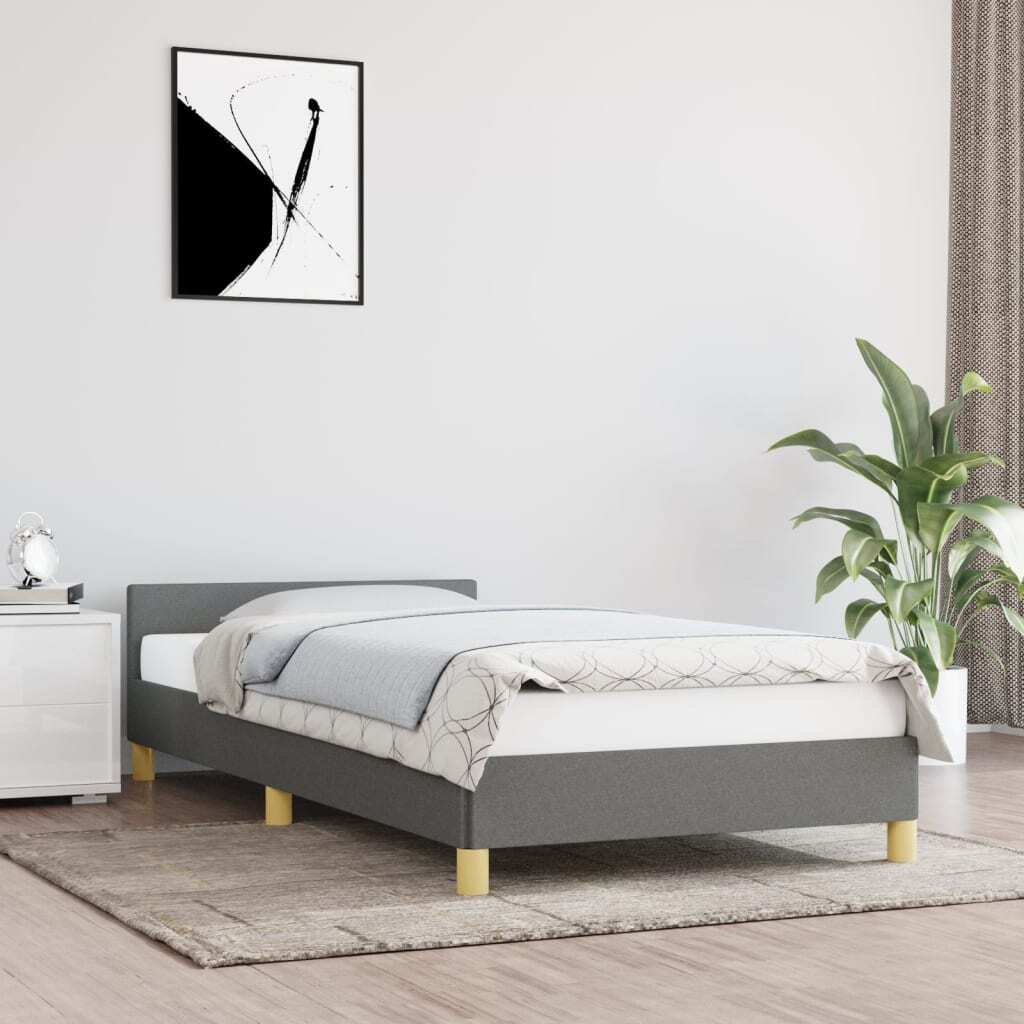 Bed Frame With Headboard Dark Gray