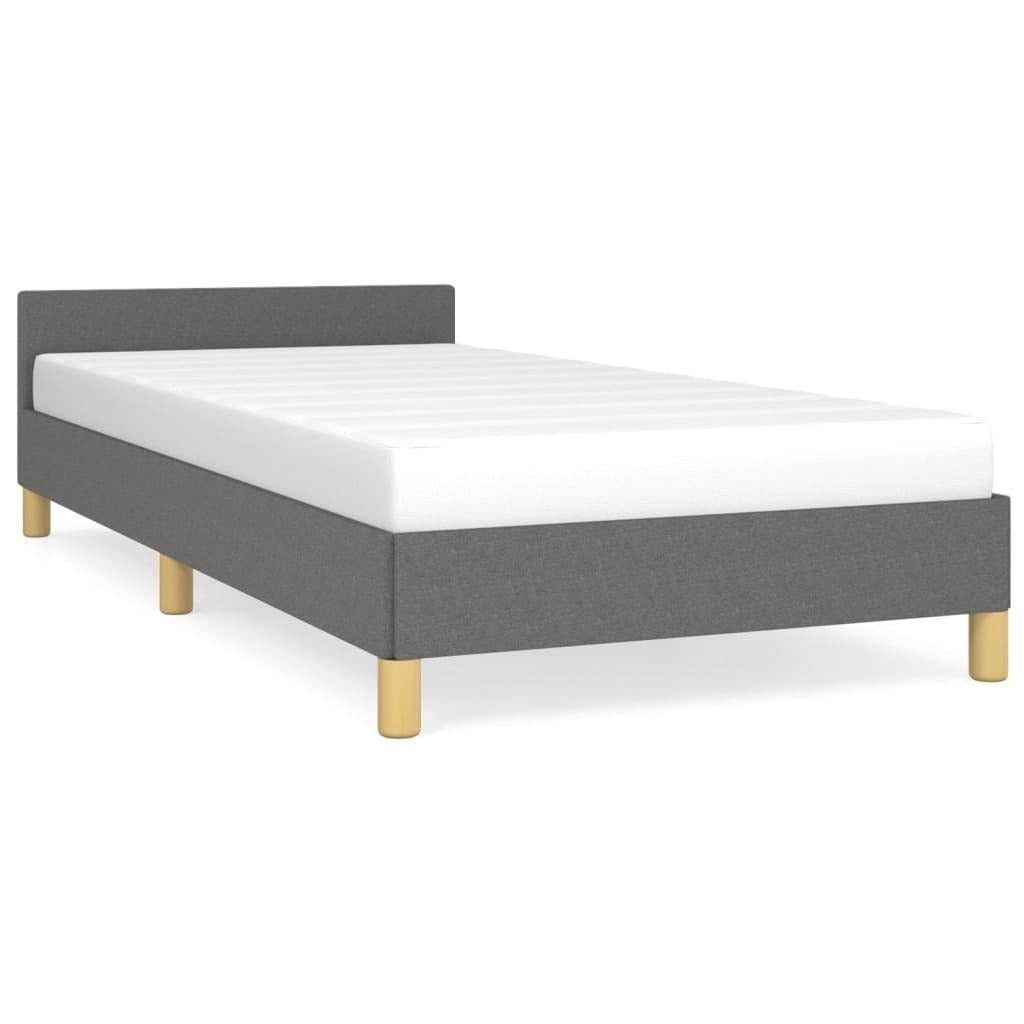 Bed Frame With Headboard Dark Grey 100% Polyester Twin XL