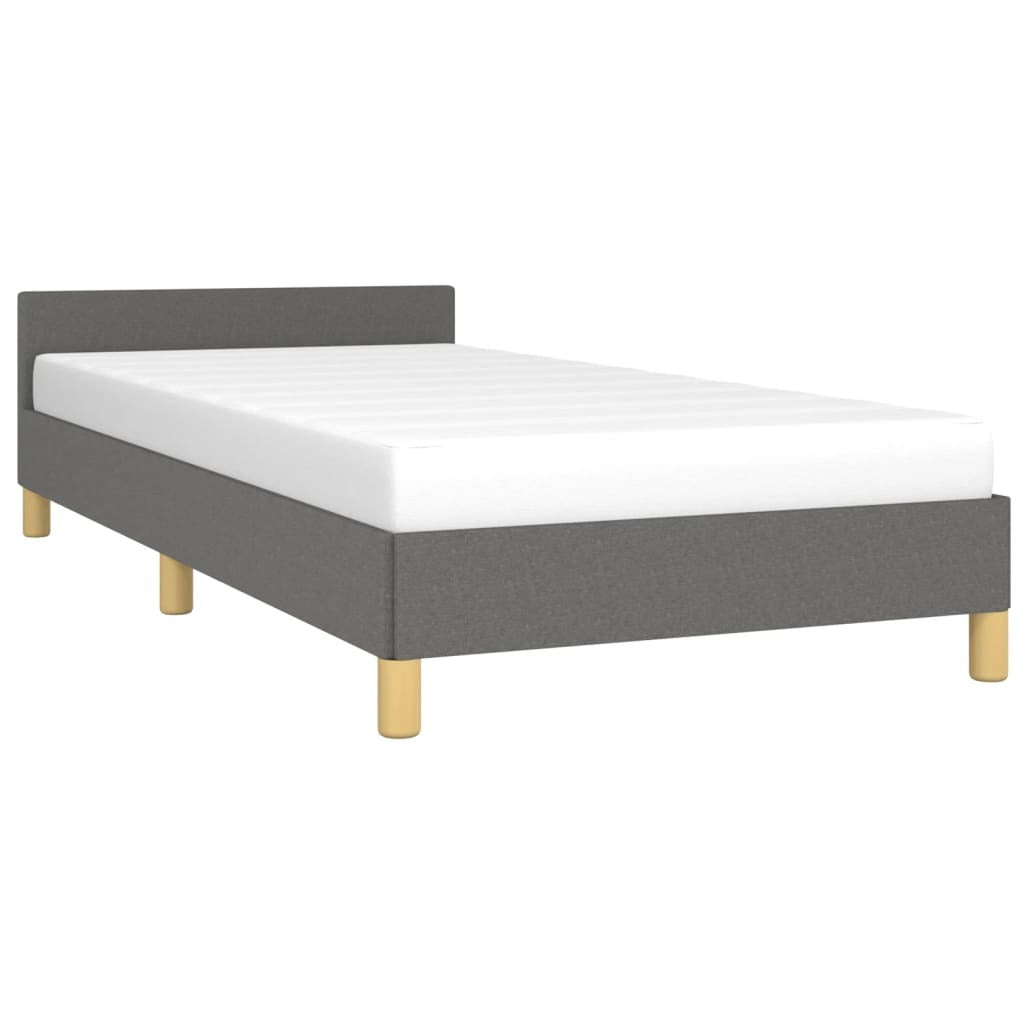 Bed Frame With Headboard Dark Grey 100% Polyester Twin XL