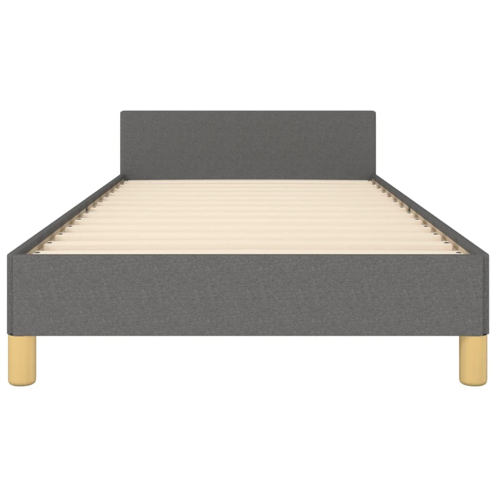 Bed Frame With Headboard Dark Grey 100% Polyester Twin XL