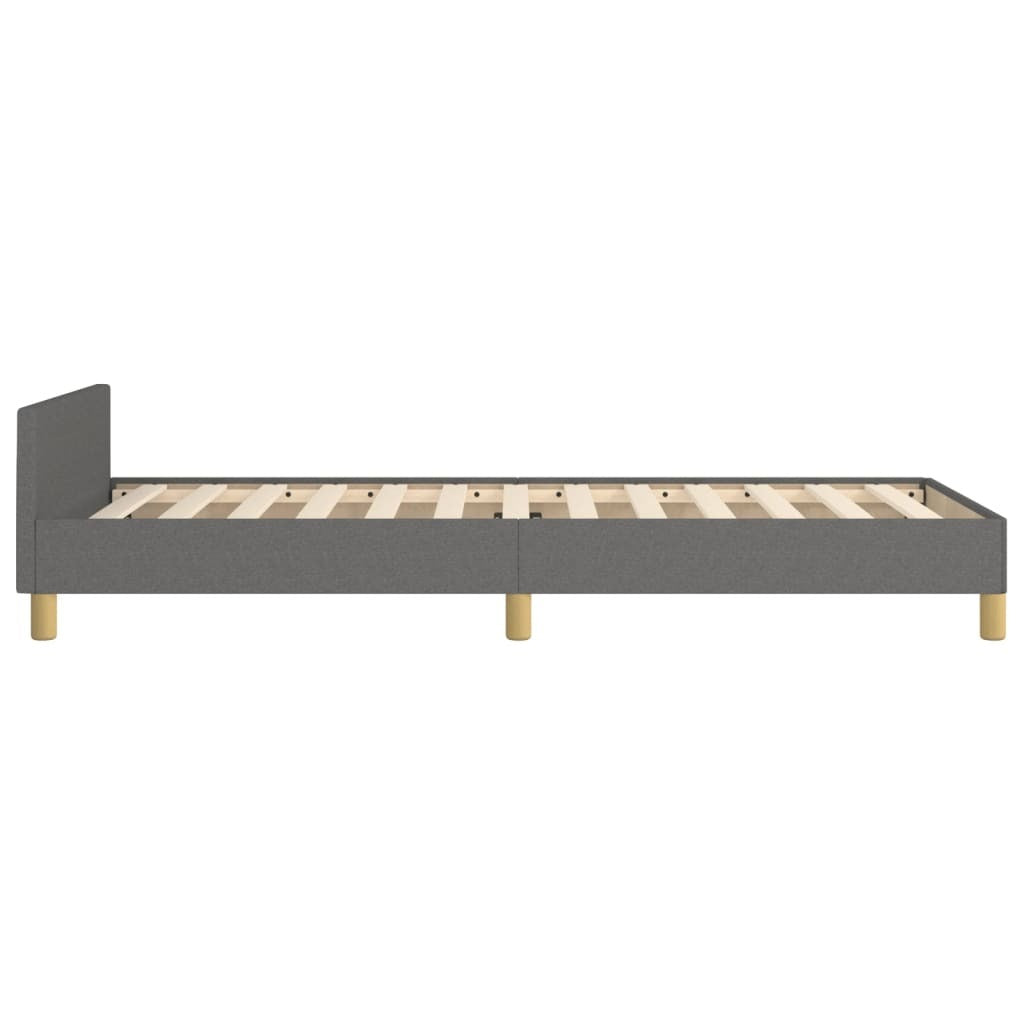 Bed Frame With Headboard Dark Grey 100% Polyester Twin XL