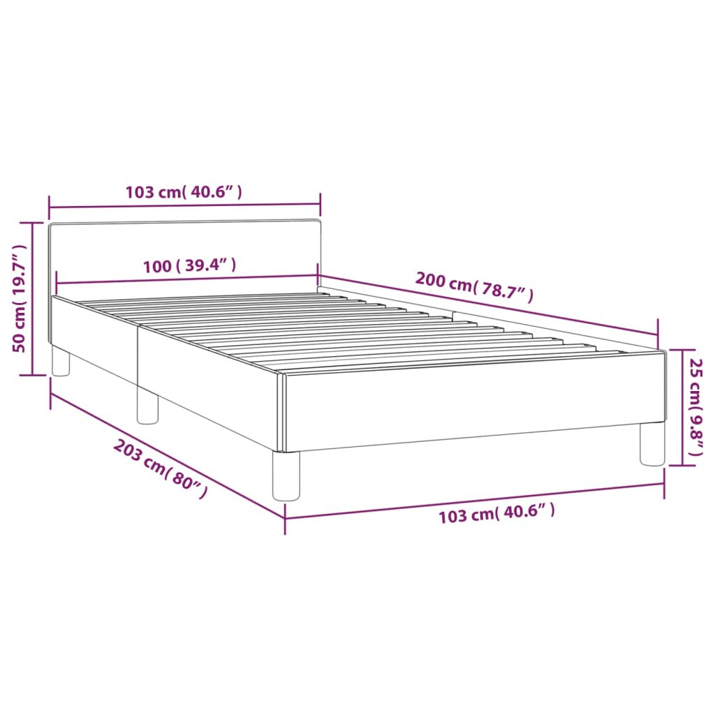 Bed Frame With Headboard Dark Grey 100% Polyester Twin XL