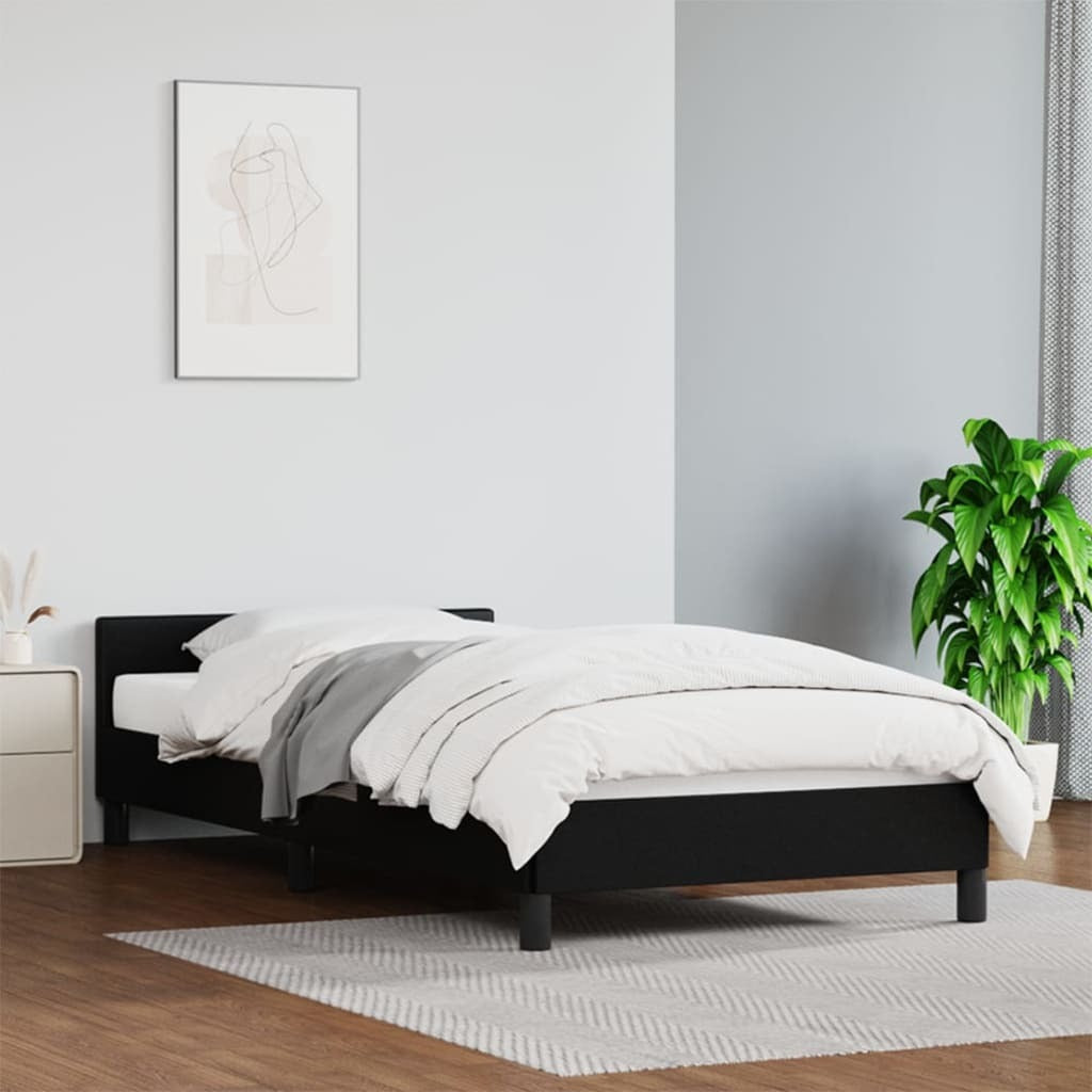 Bed Frame With Headboard Black Faux Leather Twin Bed Frame