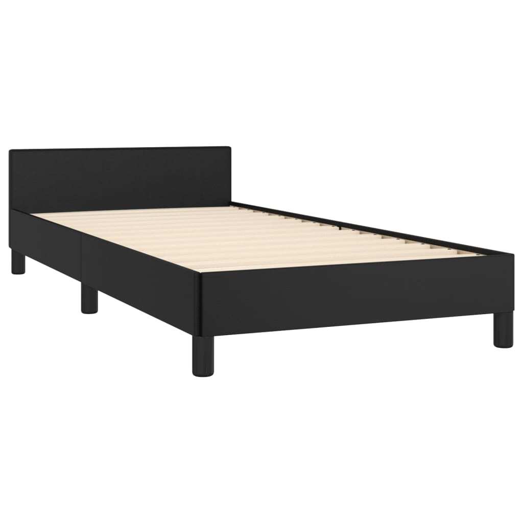 Bed Frame With Headboard Black Faux Leather Twin Bed Frame