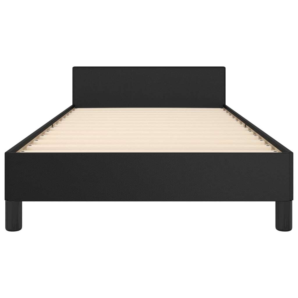Bed Frame With Headboard Black Faux Leather Twin Bed Frame