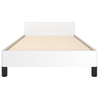 Bed Frame With Headboard White Faux leather, Plywood, Engineered wood