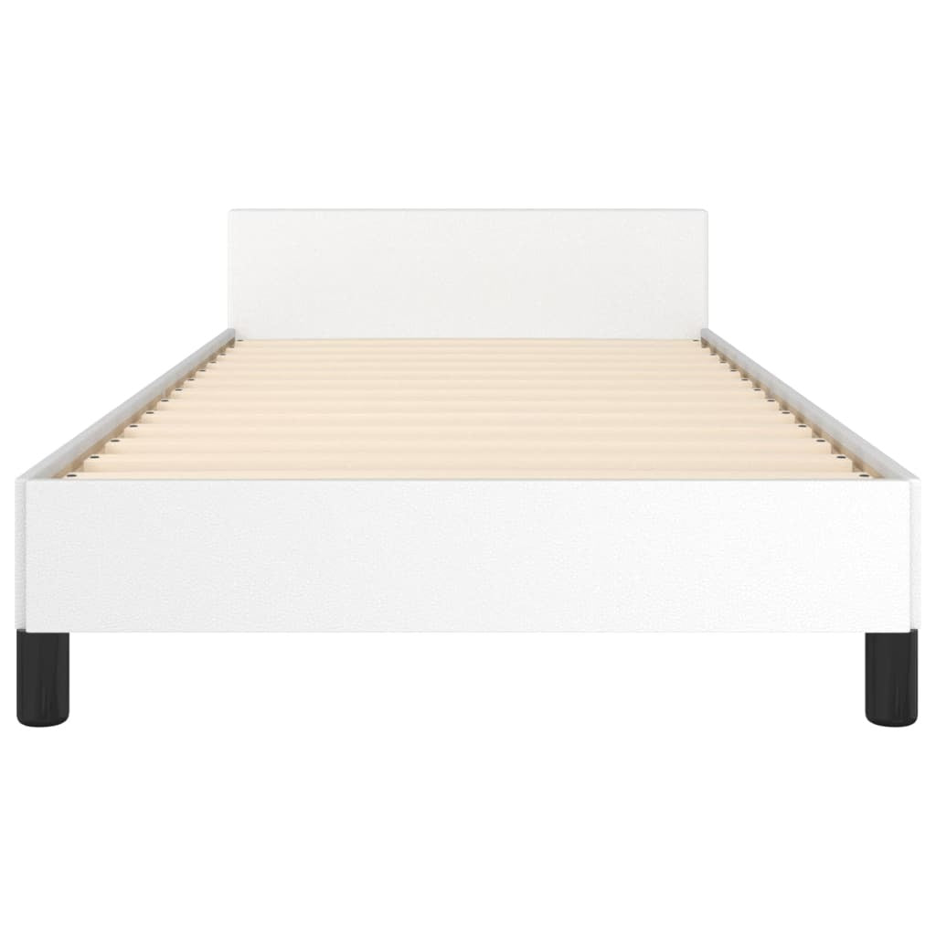 Bed Frame With Headboard White Faux leather, Plywood, Engineered wood