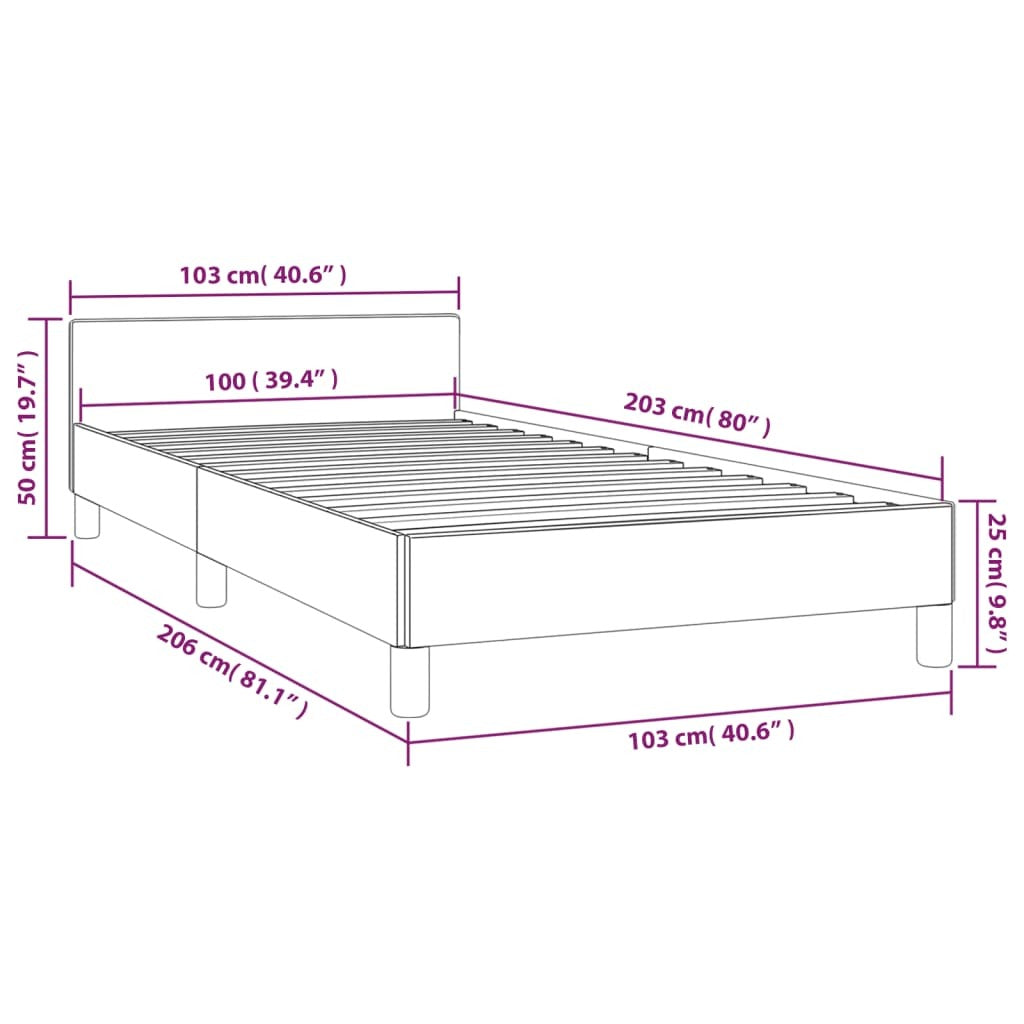 Bed Frame With Headboard White Faux leather, Plywood, Engineered wood