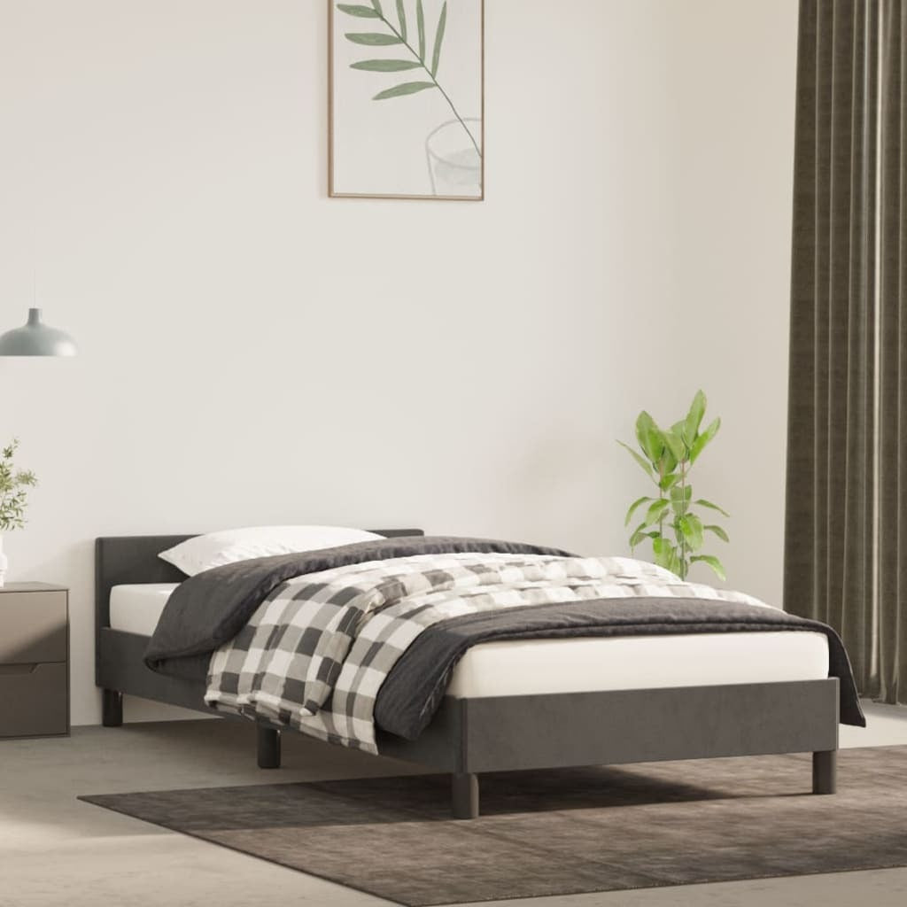 Bed Frame With Headboard Dark Grey